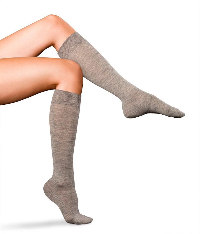 Falke - Kniekousen - Zwart - Merino Wol en Moerbei Zijde