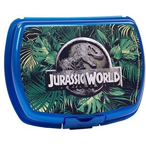 p:os Jurassic World lunchbox voor kinderen, dinosaurus, kunststof, met vak en clipsluiting, ideaal voor schoolsnacks