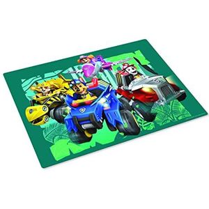 Paw Patrol Dino Rescue placemat voor kinderen, afwasbaar kunststof tafelset met 2 rechthoekige placemats, ter bescherming van tafels tegen vuil en beschadiging