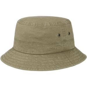 Stetson Delave Katoenen Hoed Dames/Heren - zomer vissershoed vakantie hoeden voor Lente/Zomer - L (58-59 cm) khaki