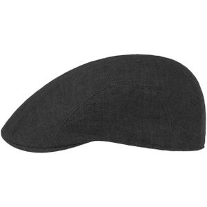 Stetson Madison Linnen Flatcap Dames/Heren - pet cap flat hat met klep voering voor Lente/Zomer - 55 cm zwart
