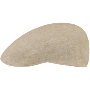 Stetson Madison Linnen Flatcap Dames/Heren - pet cap flat hat met klep voering voor Lente/Zomer - 55 cm beige