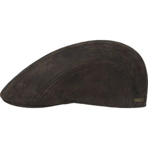 Stetson Madison Leren Flatcap Heren - flat hat cap zomer met klep voering voor Zomer/Winter - L (58-59 cm) bruin