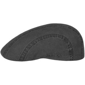 Stetson Madison Delave Flatcap Dames/Heren - katoenen cap flat hat zomer met klep voor Lente/Zomer - XXL (62-63 cm) zwart