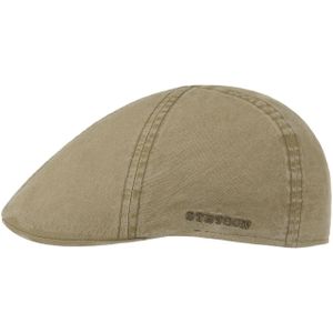 Stetson Texas Organic Cotton Flat Cap Heren - pet met klep hat katoenen voor Lente/Zomer - S (54-55 cm) donkerbeige