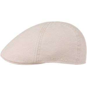 Stetson Texas Organic Cotton Flat Cap Heren - pet met klep hat katoenen voor Lente/Zomer - XXL (62-63 cm) naturel