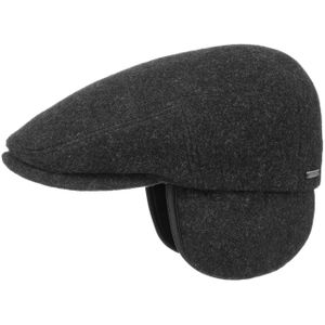Stetson Kent Wool Earflaps Cap Heren - Made in the EU pet wollen flat hat met klep oorflappen voering voor Herfst/Winter - M (56-57 cm) antraciet