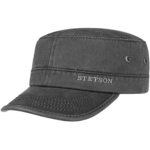 Stetson Datto Army Cap Heren - Oilskin urban visor muts met klep voor Zomer/Winter - XL (60-61 cm) zwart