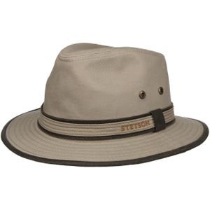 Stetson Ava Cotton Hoed UV-Bescherming Dames/Heren - katoenen zomer traveller met paspelrand voor Lente/Zomer - S (54-55 cm) beige