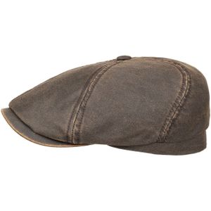 Stetson Brooklin Old Cotton Flat Cap Heren - hat katoenen zomer met klep voor Lente/Zomer - XXL (62-63 cm) bruin