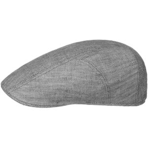 Stetson Herringbone Linnen Pet Heren - Made in the EU met klep cap flat hat voering voor Lente/Zomer - 56 cm grijs