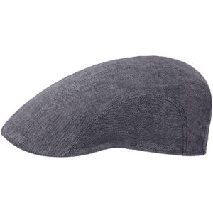 Stetson Madison Linnen Flatcap Dames/Heren - pet cap flat hat met klep voering voor Lente/Zomer - 57 cm grijs