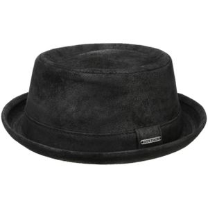 Stetson Pennsylvania Pigskin Hoed Heren - porkpie met voering leren band voor Zomer/Winter - S (54-55 cm) zwart