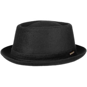 Stetson Wool Pork Pie hoed voor heren en dames, porkpie vilten hoed, Made in Italy, herenhoed met scheerwol en katoenen voering, winterhoed, maten S-XXL (ca. 55-63 cm) - Fedora herfst/winter