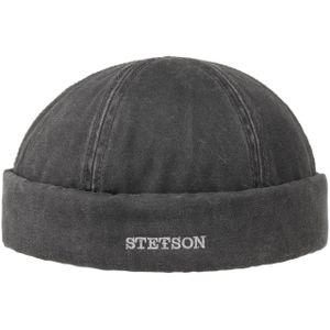 Stetson Old Cotton Winter Dockermuts Heren - wintermuts muts met omslag Dockermutsen voering achterkant gesloten voor Herfst/Winter - L (58-59 cm) zwart