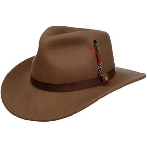 Stetson Oklahoma Wolvilt Westernhoed Heren - outdoor hoed vilthoed rodeo met leren band voor Zomer/Winter - M (56-57 cm) bruin
