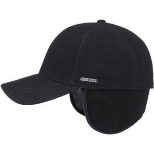 Stetson wollen cashmere voorgevormde baseball cap met oorflappen kleur zwart maat XXL