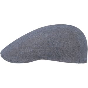 Stetson Herringbone Linnen Pet Heren - Made in the EU met klep cap flat hat voering voor Lente/Zomer - 58 cm blauw