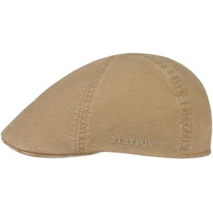 Stetson Texas Organic Cotton Flat Cap Heren - pet met klep hat katoenen voor Lente/Zomer - XL (60-61 cm) beige