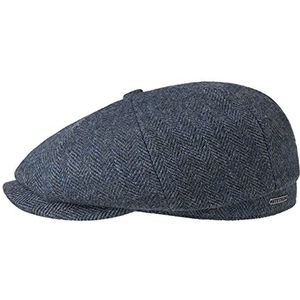 Stetson Hatteras Classic Wool Flat Cap Heren - newsboy pet wollen met klep voering voor Herfst/Winter - 55 cm donkerblauw