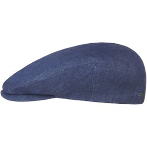 Stetson Just Linen Pet Dames/Heren - Made in the EU zomer cap linnen flat hat met klep voering voor Lente/Zomer - 58 cm blauw