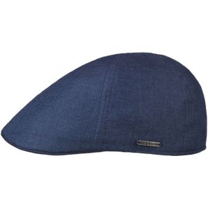 Stetson Texas Just Linen Pet Dames/Heren - Made in the EU zomer cap linnen flat hat met klep voering voor Lente/Zomer - L (58-59 cm) blauw