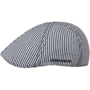 Hammaburg Stripes Cotton Pet Dames/Heren - katoenen cap flat hat met klep voor Zomer/Winter - XL (60-61 cm) donkerblauw
