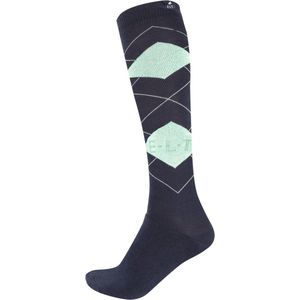 ELT paardrijsokken Check 35-38 zwart/wit geruit