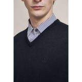 Gebreide Trui - Marine - Comfortabel Model - V-hals - Lange Mouwen