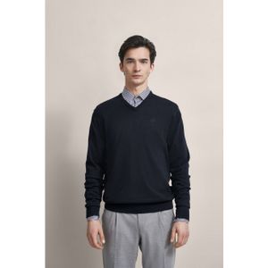 Gebreide Trui - Marine - Comfortabel Model - V-hals - Lange Mouwen