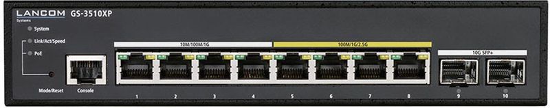 Lancom - GS-3510XP - Netwerkschakelaar - Zwart - 4x 2,5G- en 4x 1G-Ethernet-poorten, 2x 10G-SFP+-uplink, PoE 130W