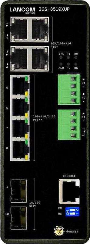 Lancom - IGS-3510XUP - Beheerde Toegangsswitch - Zwart - 10 Poorten, PoE++, Temperatuuruitgebreid