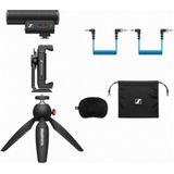 Sennheiser Professional MKE 400 + mobiele apparatenset, directionele camera directmicrofoon met smartphone-klem en Manfrotto PIXI mini-statief, 509257