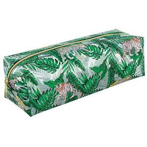 Stylex 44280 Pencil Case Made of Translucent Plastic Material with Jungle Motif and Gold Zip Approx. 21 x 7 x 6.5 cm