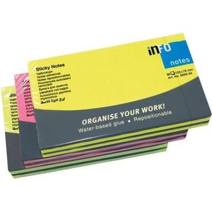 Info sticky notes - 6 x 80 vel - 125x75mm - geel, roze, groen - IN-5855-21