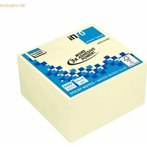 inFO Power Notes Haftnotizwürfel, 75 x 75 mm, 400 Blatt, blanko, gelb