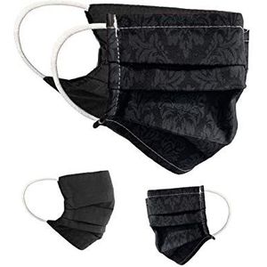 BaF Black_Style Community-maskers Set van 2 stuks Unisex geïmproviseerd masker Omkeerbaar mondbeschermingsmasker Mond- en neusbescherming Omkeerbaar masker met motief katoen BCI Wasbaar, zwart, 24