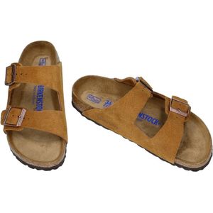 Muiltjes in suèdeleer Arizona BIRKENSTOCK. Leer materiaal. Maten 38. Kastanje kleur