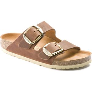 Muiltjes in leer Arizona Big Buckle BIRKENSTOCK. Leer materiaal. Maten 38. Kastanje kleur