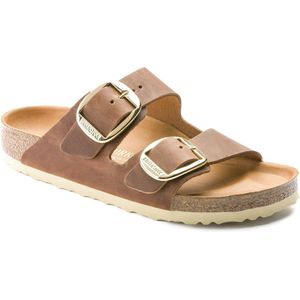 Slipper Birkenstock Women Arizona Big Buckle Oiled Leather Cognac Narrow