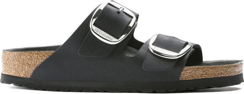 Muiltjes in leer Arizona Big Buckle BIRKENSTOCK. Leer materiaal. Maten 41. Zwart kleur