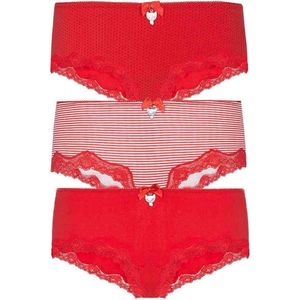 Pussy Deluxe - Hipster (set of 3) Slip - S - Rood/Beige