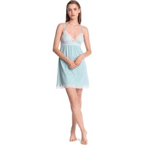 Vive Maria My Nostalgia Negligee Dames Nachtshirt - blauw/wit - XS