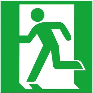 SafetyMarking Fluchtwegschild Alu B200xH200 mm Notausgang links langnachleuchtend