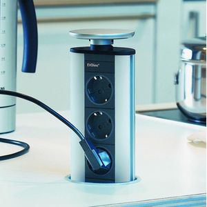 Stekkerdoos - EVOLINE PORT - Roestvrij Staal - 2,5 Meter Kabellengte