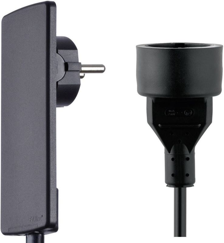 Evoline - Platte Stekker - Zwart - 1x230V NL/DE