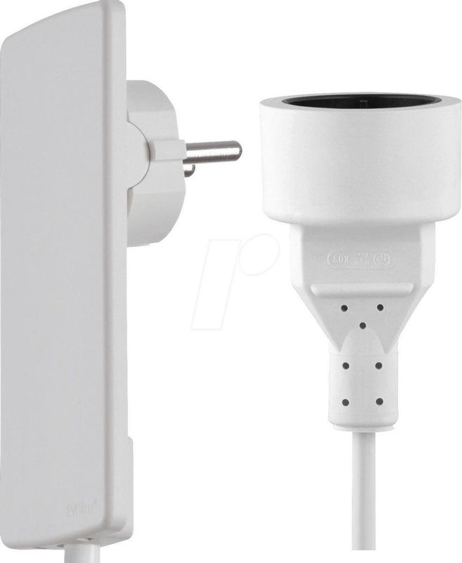 Evoline - Platte Stroomstekker - Wit - 1.5 Meter Kabel