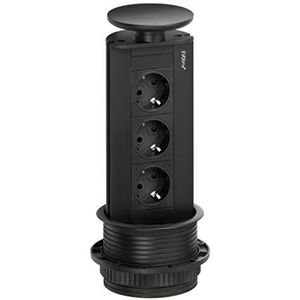 EVOLINE Port 1 stekkerelement, 3-voudig, inschuifbaar, zwart