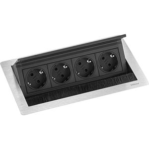 EVOline - FlipTop Push M - Inbouwstekkerdoos - Zwart - Roestvrij Staal