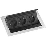 EVOline - Flip Top Push - Stekkerdoos - Roestvrij Staal - 3x Schuko Contactdozen - 3 m